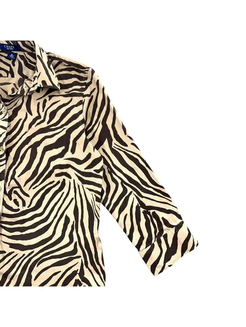 Chaps Zebra Print Button Down Blouse